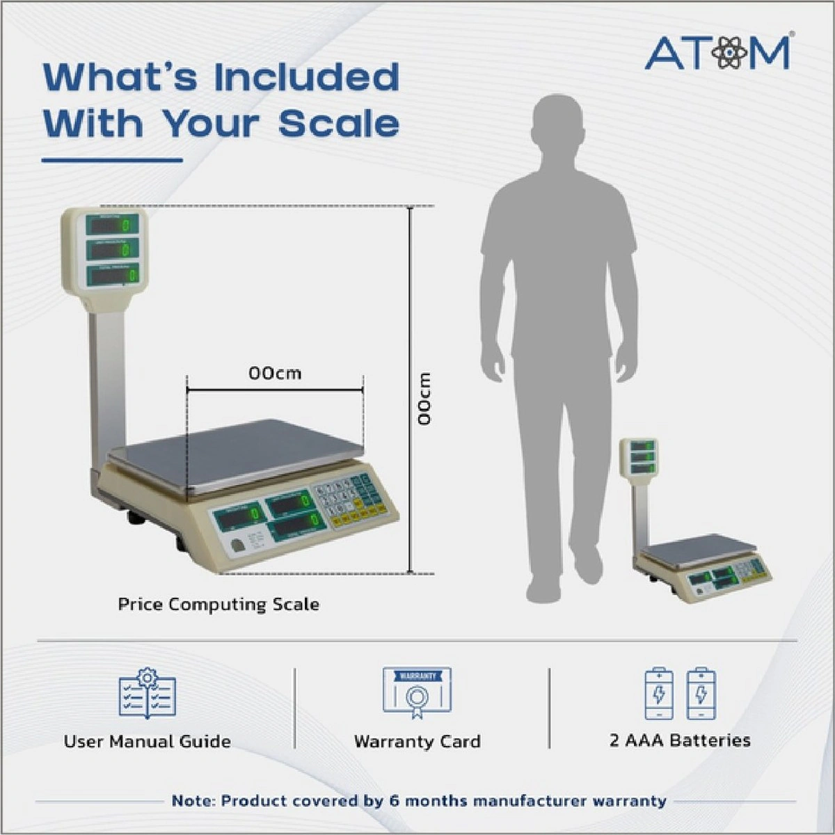 Atom price computing scale infographic: what’s included with your scale