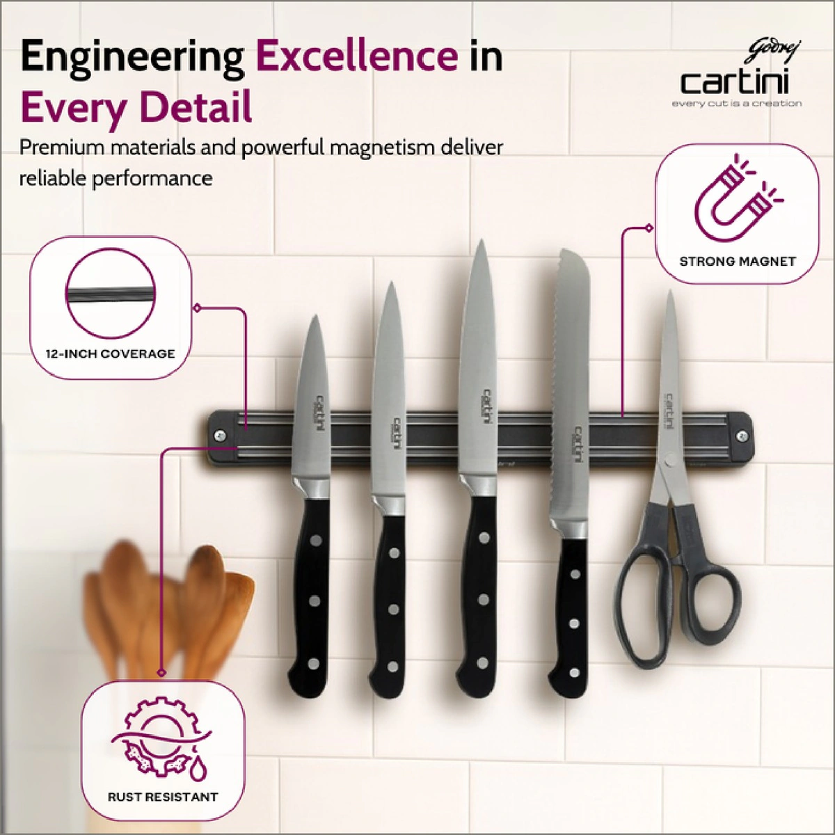 Cartini knife set infographic: engineering excellence in every detail