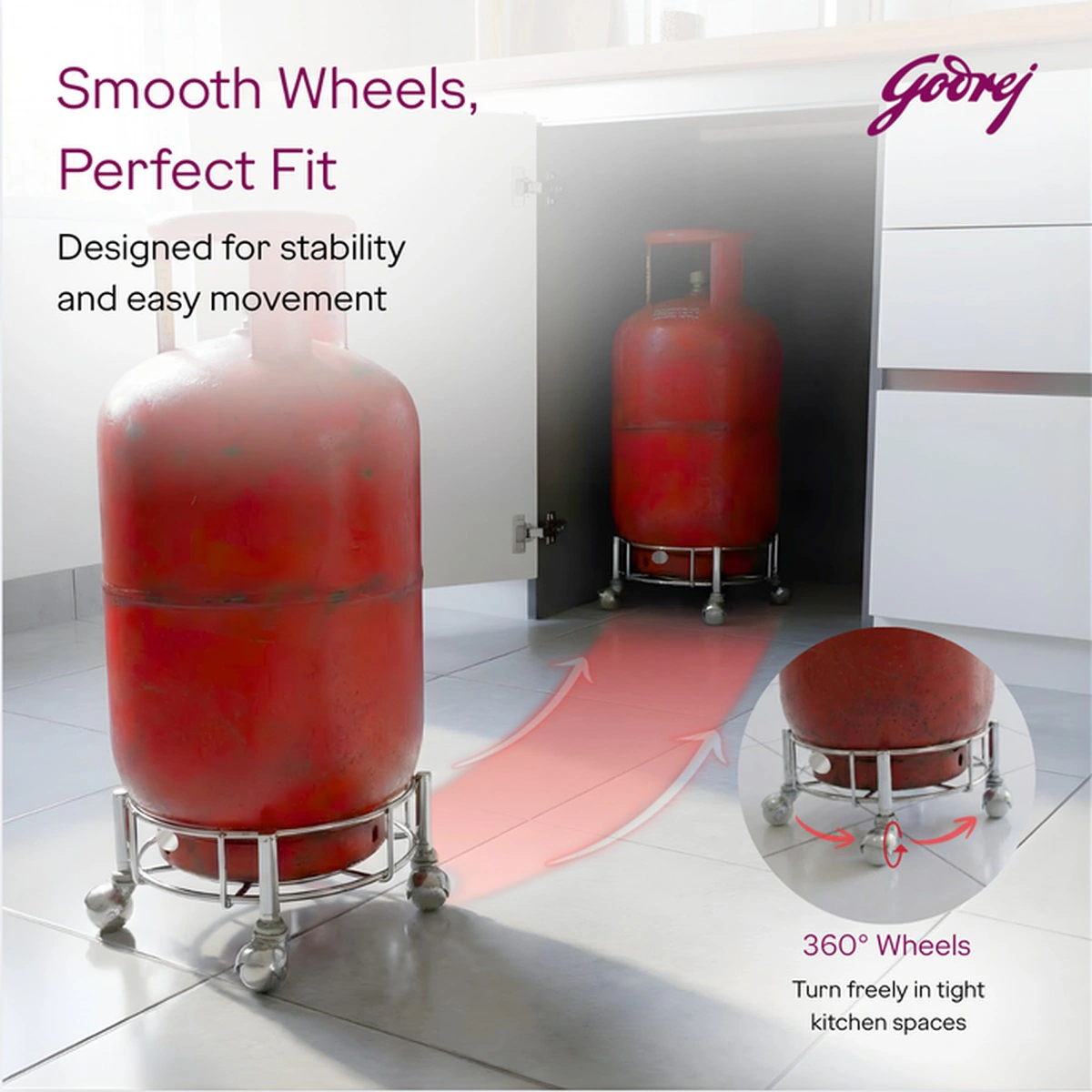 Godrej cylinder trolley: smooth wheels, perfect fit