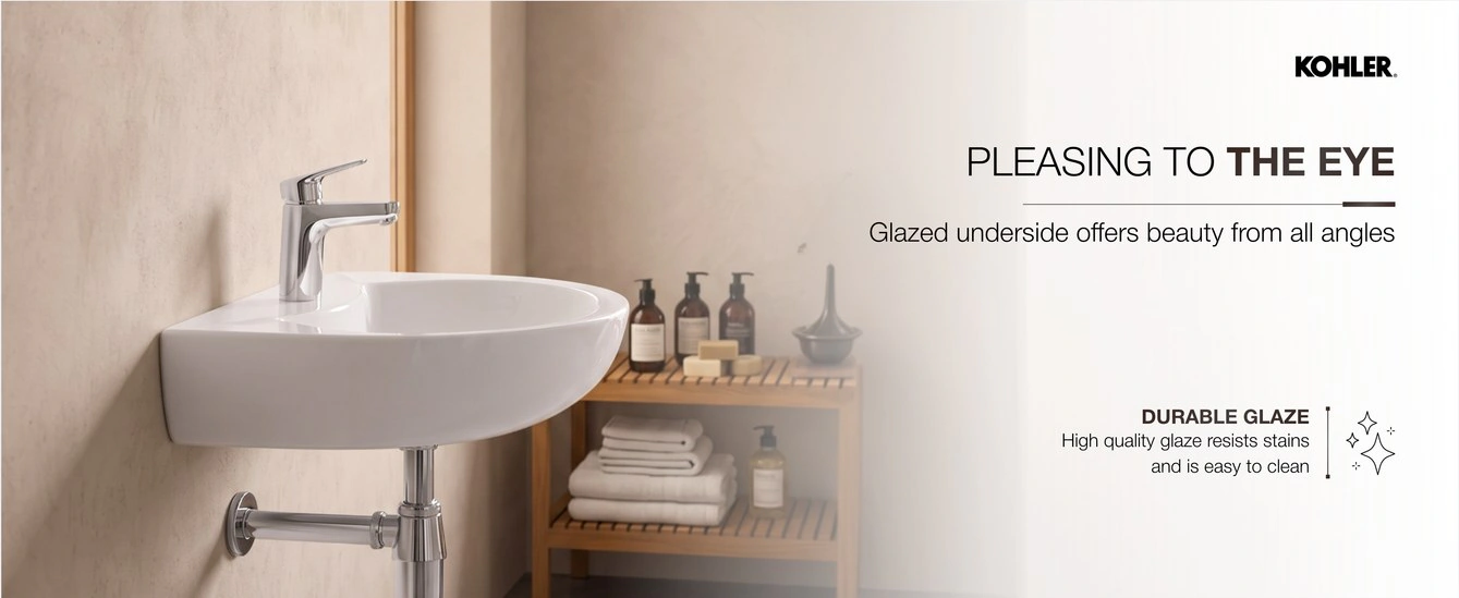 Kohler wall-hung basin: pleasing to the eye, durable glaze